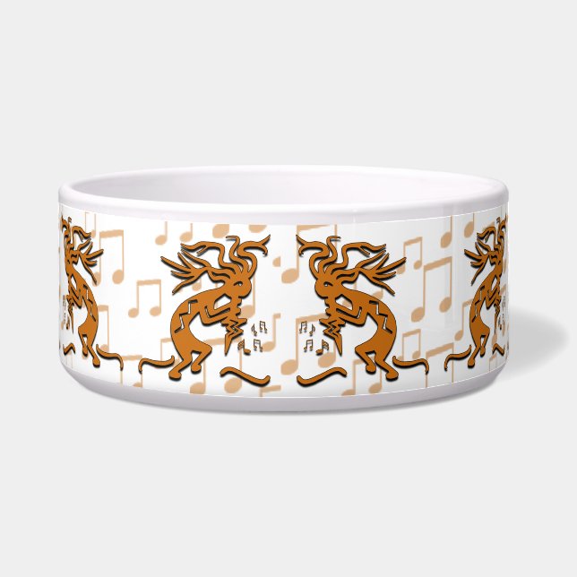 Écuelle Kokopelli musicien dansant avec des notes de musiq (Devant)