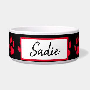 Écuelle La nourriture du chien rouge et noir Empreinte de 