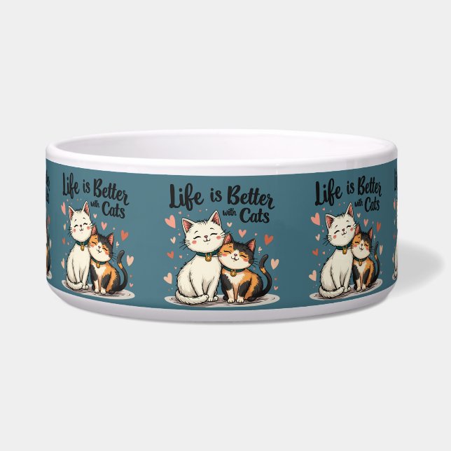 Écuelle La vie est meilleure avec les chats mignonne Chat  (Devant)