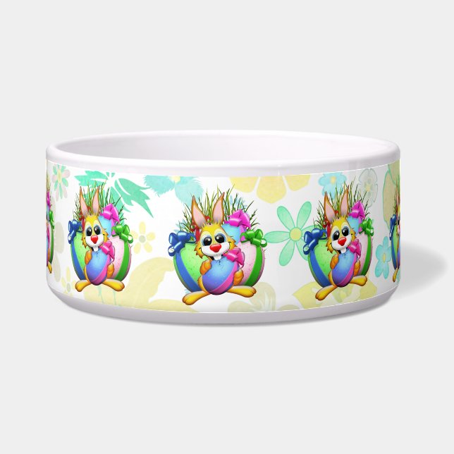 Écuelle Lapin drôle mordant un œuf de Pâques (Devant)