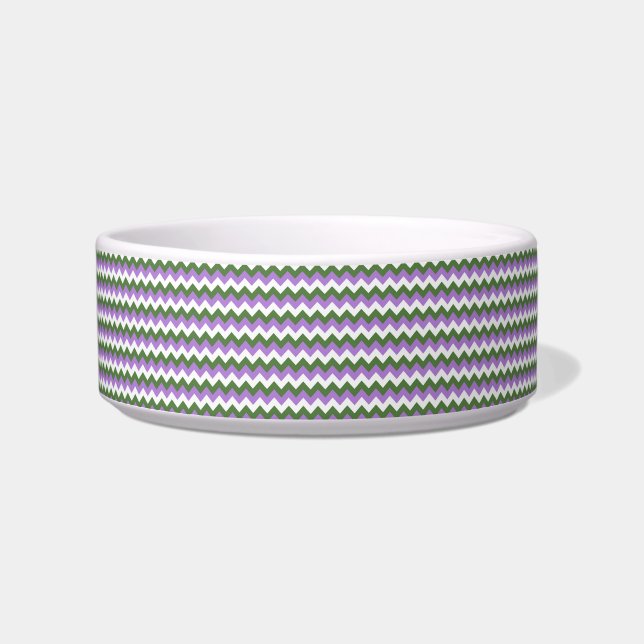 Écuelle Lavande, vert et blanc Chevron Zigzag (Devant)
