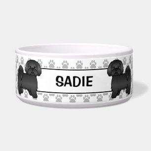 Écuelle Lhasa Apso Noir Chien Mignon Avec Pattes & Nom