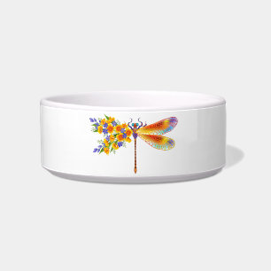 Écuelle libellule de fleurs jaunes