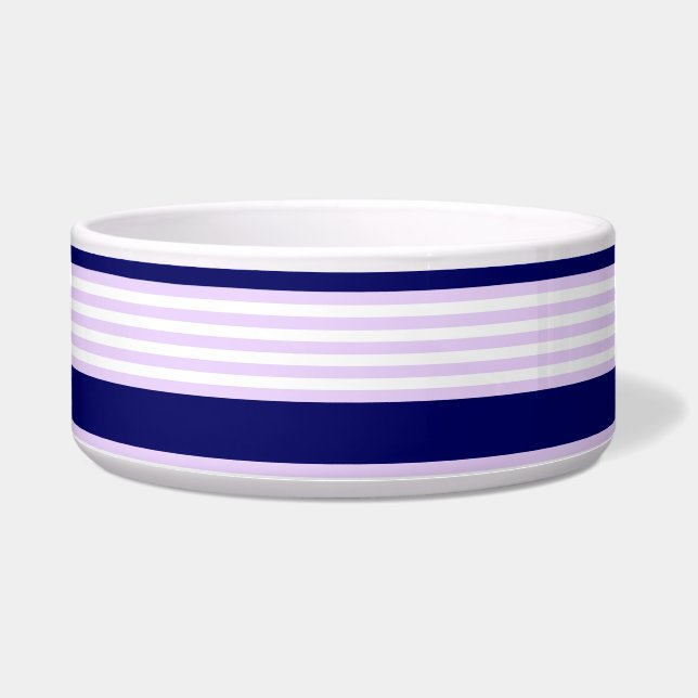 Écuelle Lilac et rayures blanches motif avec bleu marine (Devant)