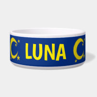 LUNA le chien Bleu Jaune Lune Étoiles Ciel nocturn