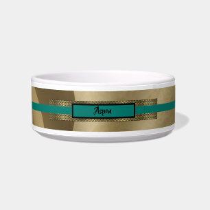 Écuelle Luxueux bol personnalisé or/turquoise pour animaux