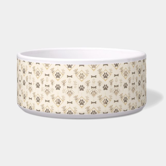 Écuelle Luxury Ivory & Faux Gold Geometric Dog (Devant)