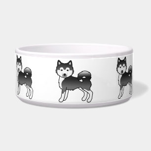 Écuelle Malamute d'Alaska noir et blanc Chien de dessin an