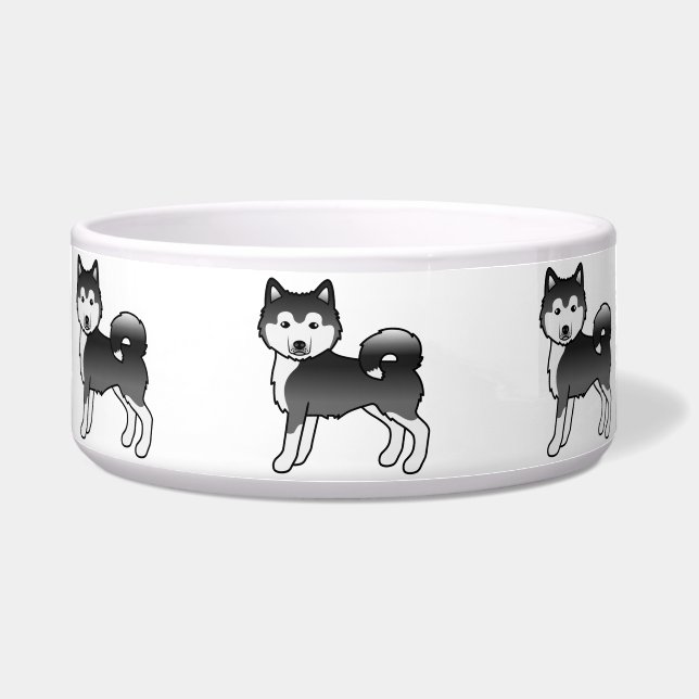 Écuelle Malamute d'Alaska noir et blanc Chien de dessin an (Devant)