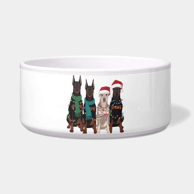 Écuelle Maman Chien Amoureuse De Doberman Noël Vacances  (Devant)