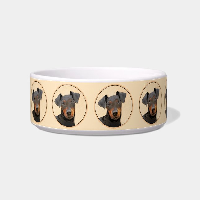 Écuelle Manchester Terrier Peinture Art animal original (Gauche)