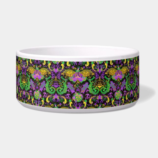 Écuelle Mardi Gras Couleurs Damask Dragon, Papillon, Serpe (Devant)