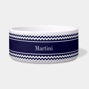 Écuelle Marine Bleu Blanc Chevron Nom de la marine Monogra