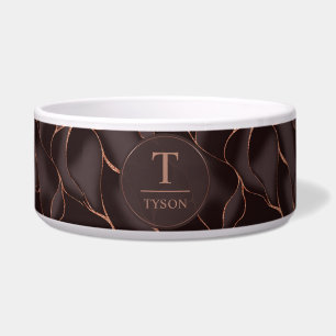 Écuelle Marron Chocolat & Or Rose Motif Vague Abstrait