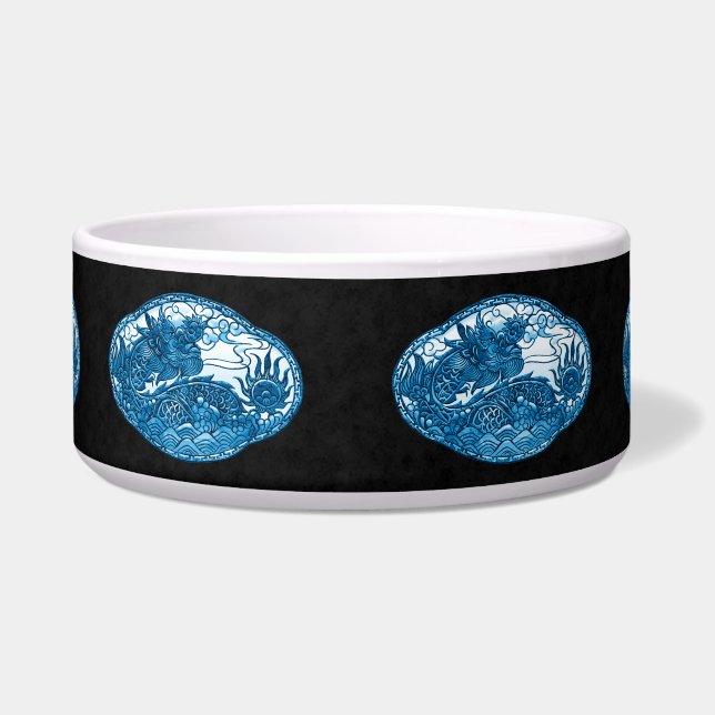 Écuelle Médaillon de dragon bleu turquoise (Devant)