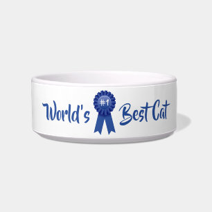 Écuelle Meilleur chat au monde, #1 Blue Ribbon Pet Bowl