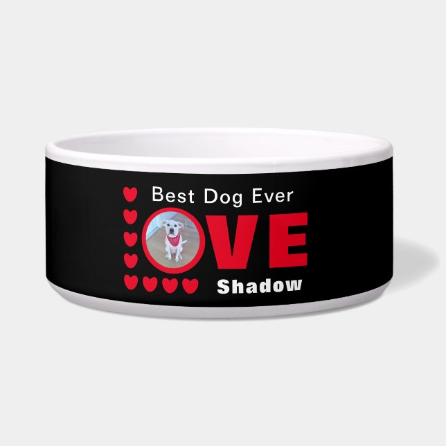 Écuelle Meilleur Chien Jamais Red Heart Nom Noir (Devant)