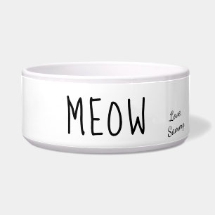 Écuelle Meow Cute Texte Noir & Blanc Personnalisé Animaux