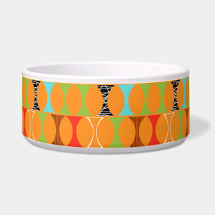 Écuelle Mi-siècle Moderne Orange Motif Pet Bowl