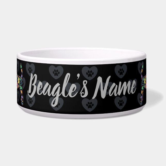 Écuelle Mignon Amour Mon Beagle Dessin Floral (Devant)