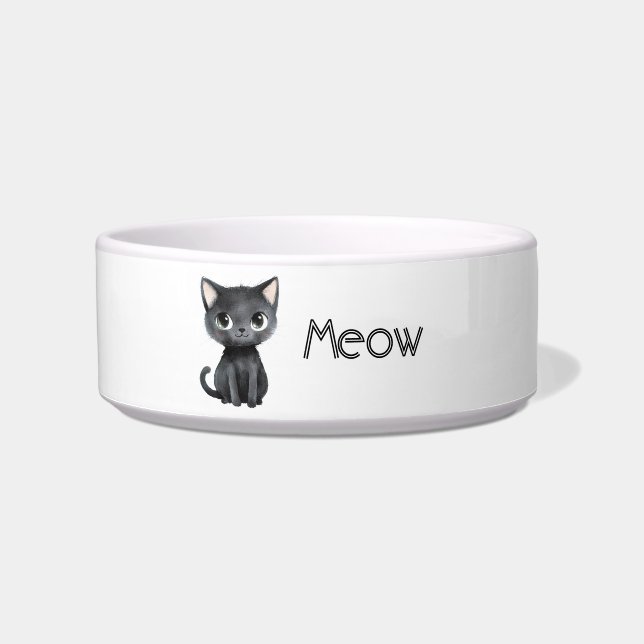 Écuelle Mignon Chat Noir Miaou (Devant)