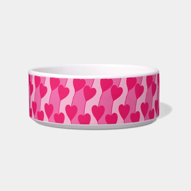 Écuelle Mignon Motif de Cœurs Roses pour Animal de Compagn (Devant)
