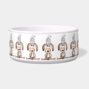 Écuelle Mignonne chien Whimsical avec chat sur sa tête