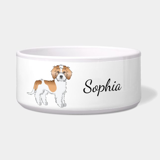 Écuelle Mini Goldendoodle couleur abricot parti-color (Devant)