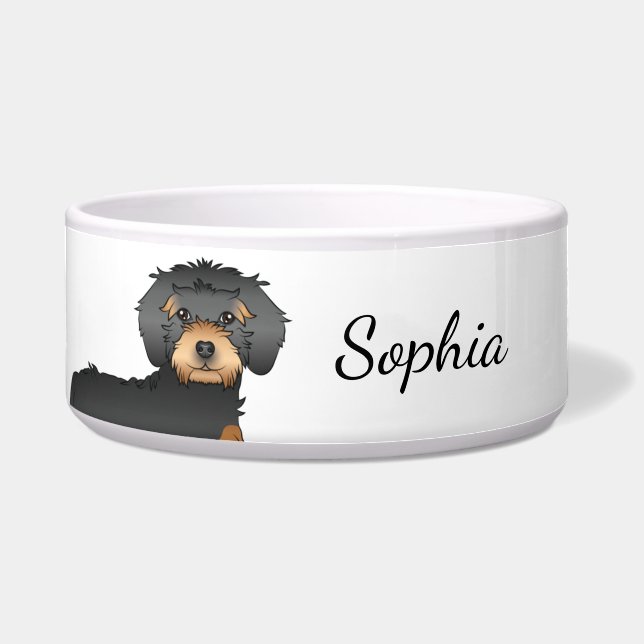 Écuelle Mini Goldendoodle noir et fauve Chien de dessin an (Devant)