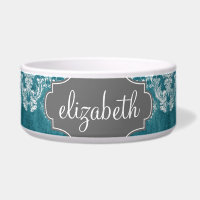 Modèle de Damas gris turquoise Texte personnalisé