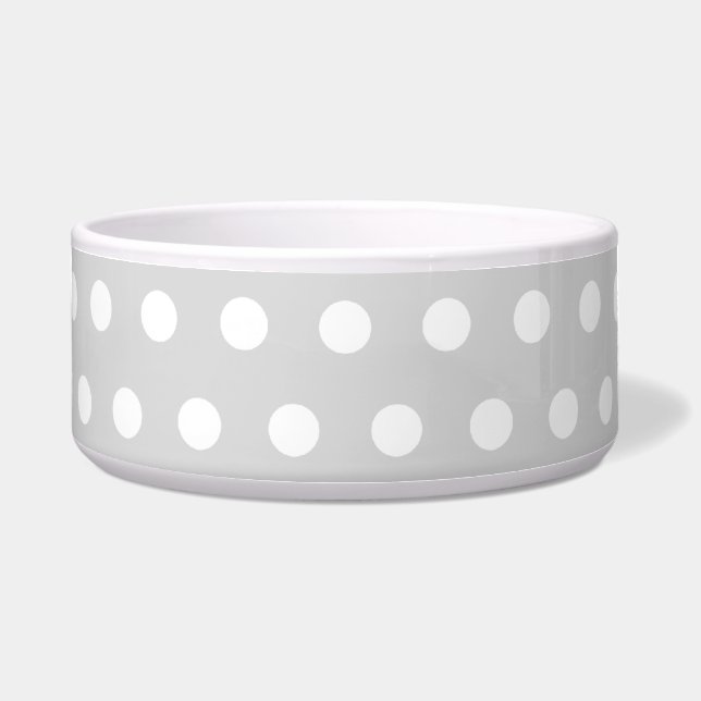 Écuelle Modèle de point gris-clair et blanc de polka (Devant)