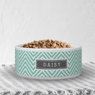 Écuelle Monogramme Aqua et Grey Chevron