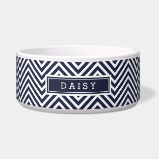 Écuelle Monogramme bleu marine et blanc Chevron