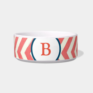 Écuelle Monogrammé, chevron rouge, bleu blanc
