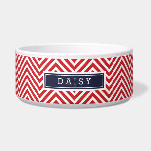 Écuelle Monogramme Chevron rouge et bleu marine