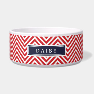 Écuelle Monogramme Chevron rouge et bleu marine