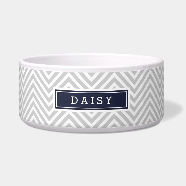 Écuelle Monogramme de Chevron Grey et Navy (Devant)