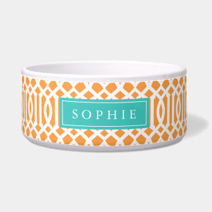 Écuelle Monogramme de treillis orange et turquoise