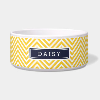 Écuelle Monogramme jaune et bleu marine Chevron