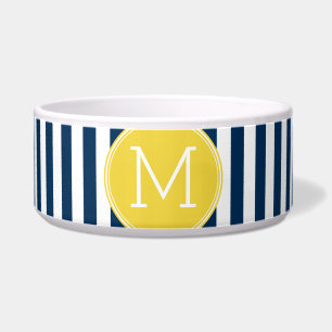 Écuelle Monogramme jaune Motif rayé blanc et marine