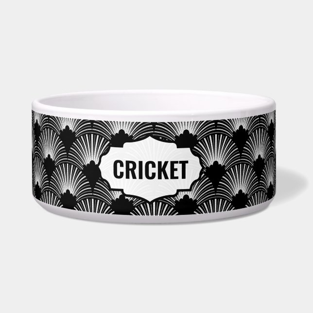 Écuelle Monogramme Motif Art déco noir et blanc (Devant)