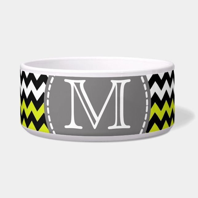 Écuelle Monogramme noir blanc vert Chevron Zigzag (Devant)