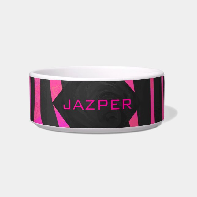 Écuelle Monogramme noir et rose chaud Zebra Design (Devant)