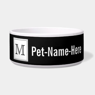 Écuelle Monogramme personnalisé imprimé. Noir et gris pâle