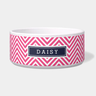 Écuelle Monogramme rose et bleu marine Chevron