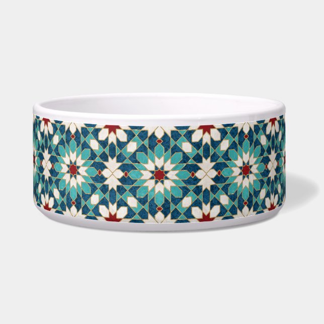 Écuelle Mosaïque marocaine de marbre blanc Turquoise bleu  (Devant)