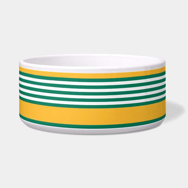 Écuelle Motif à cinq bandes vert et blanc avec jaune (Devant)