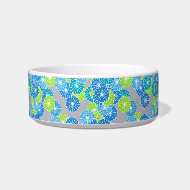 Écuelle Motif à fleurs Art Déco - bleu et vert citron (Gauche)