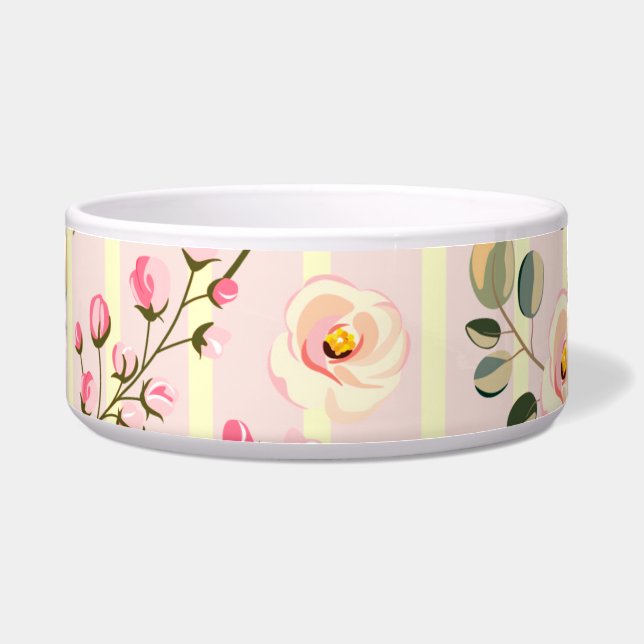 Écuelle Motif à rayures florales rose pâle (Devant)