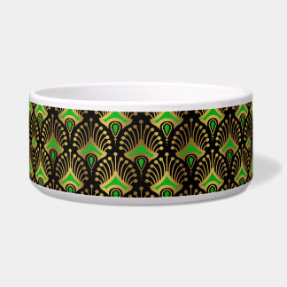 Écuelle Motif Art déco or et vert sur noir